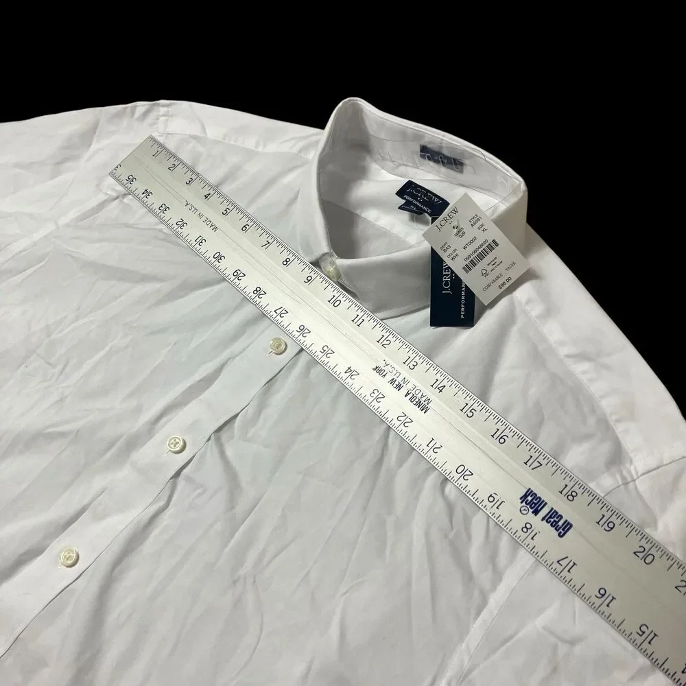 J Crew Button Up Performance Dress Shirt Mens XL White Stretch Career‎ AS991